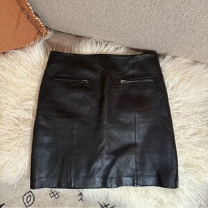 Ann Taylor Loft Black Genuine Leather Skirt